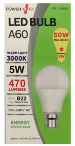 (image for) POWER+ LED BULB A60/5W BC WL - B22