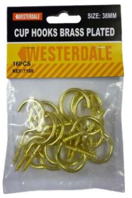 (image for) WESTERDALE CUP HOOKS BRASS PLA - 16S