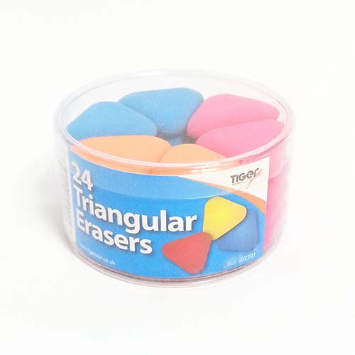 (image for) TRIANGULAR ERASERS IN TUB - ASSTD