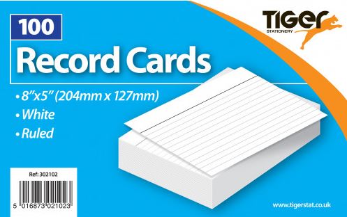 (image for) T/RECORD CAR/RULED WHITE 100SH - 8\"X5\"