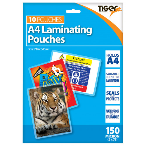 (image for) TIGER LAMINATING POUCHES 10PCS - A4