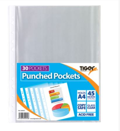 (image for) TIGER PUNCHED POCKETS CLEAR - A4