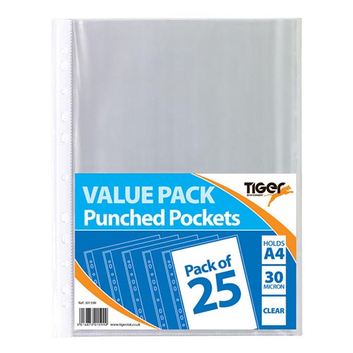 (image for) TIGER PUNCHED POCKETS CLEAR - A4