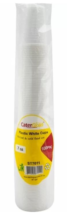 (image for) CATERGOLD PLASTIC CUPS RECYCLABLE 100S 7OZ
