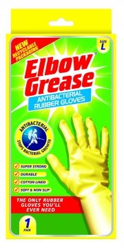 (image for) ELBOW/G RUBBER GLOVES ANTI-BAC - LARGE