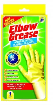 (image for) ELBOW/G RUBBER GLOVES ANTI-BAC - MEDIUM