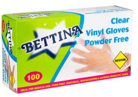 (image for) BETTINA VINYL DIS GLOVE CLR PF - MEDIUM