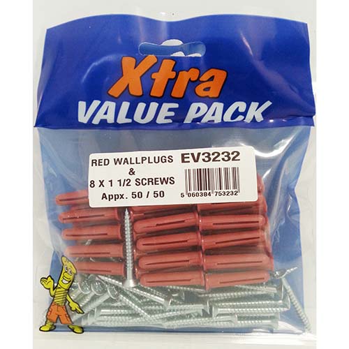 (image for) F/PAK RED WALL PLUGS & SCREWS - 40S