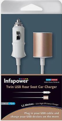 (image for) I/POWER TWIN USB CAR CHARGER - 1.5M 