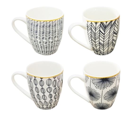 (image for) B/WHITE PATTERN MUG 9.5X8.5 - 9.5X