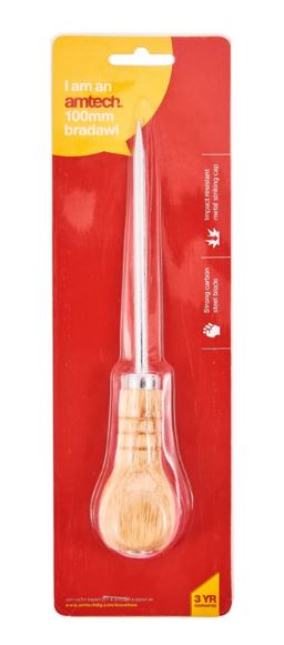 (image for) AMTECH BRADAWL WITH WOODEN HANDLE-4""