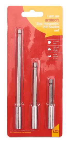 (image for) AMTECH MAGNETIC BIT HOLDER SET - 3PC