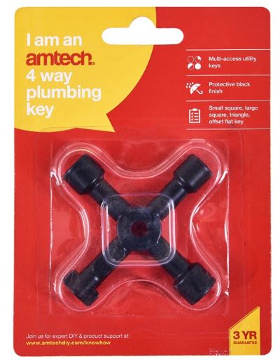 (image for) AMTECH 4 WAY PLUMBING KEY - STD