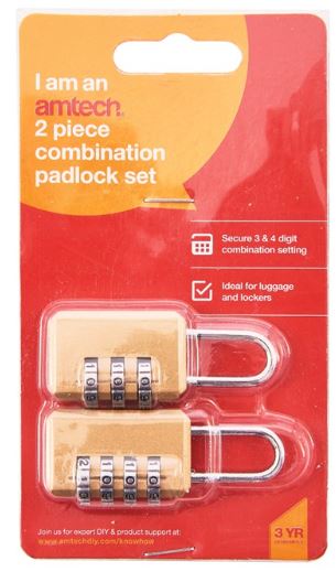 (image for) AMTECH PADLOCK 3/4 DIGI COMBIN - 2S