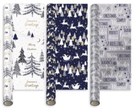 (image for) XMAS GIFT WRAP M/NIGHT BLU AST - 4M