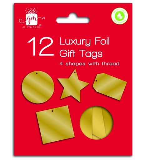 (image for) XMAS GIFT TAGS LUXURY FOIL GLD - 12S