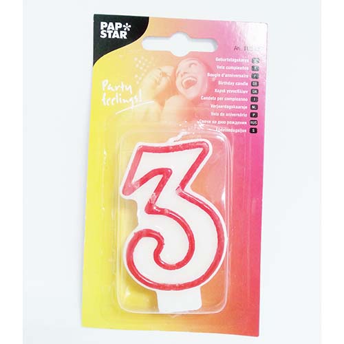 (image for) PAPSTAR B/DAY CANDLE \'3\' - 7.3CM