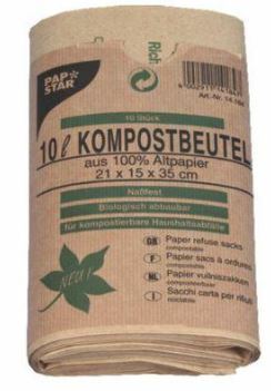 (image for) PAPSTAR COMPOST PAPER BAG BROW - 10L