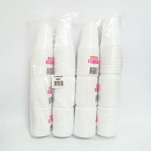 (image for) CARO PLASTIC CUP WHITE 20S - 7OZ