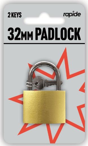 (image for) RAPIDE BRASS PADLOCK + 2 KEYS - 32MM