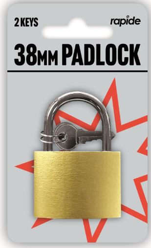 (image for) RAPIDE BRASS PADLOCK + 2 KEYS - 38MM