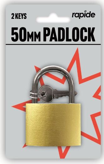 (image for) RAPIDE BRASS PADLOCK + 2 KEYS - 50MM