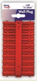 (image for) HT WALL PLUGS 100PCS RED - 6X28MM