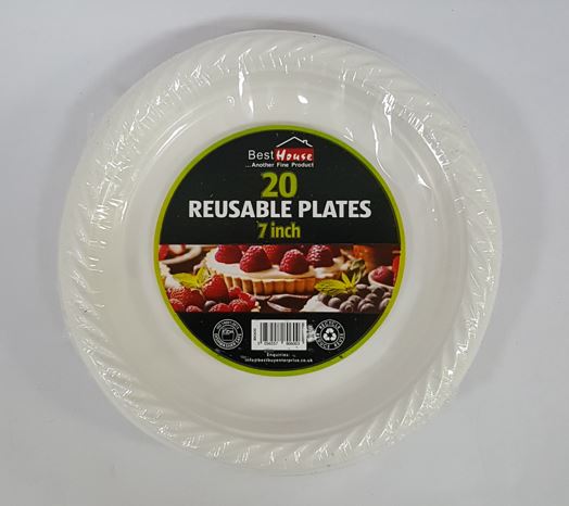 (image for) BB PLASTIC REUSABLE PLATES 20S - 7\"