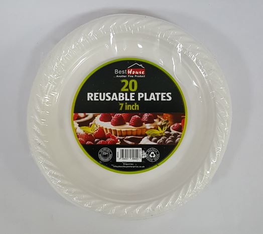 (image for) BB PLASTIC REUSABLE PLATE 20S - 7\"