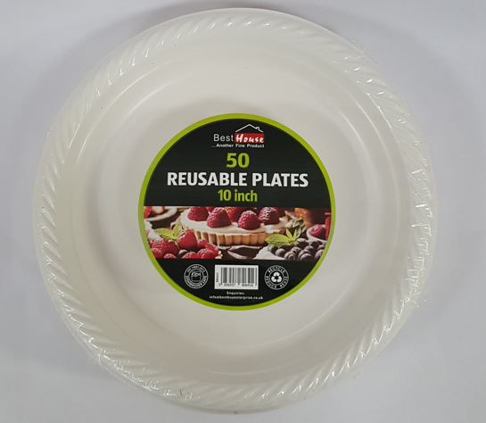 (image for) BB PLASTIC PLATE REUSE 50S - 10\"