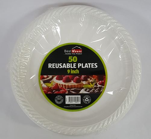 (image for) BB PLASTIC PLATE REUSE 50S - 9\"