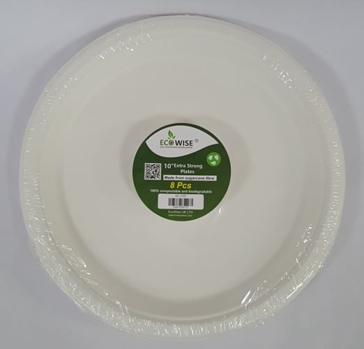 (image for) ECO BAGASSE PLATE WHITE 8S - 10\"