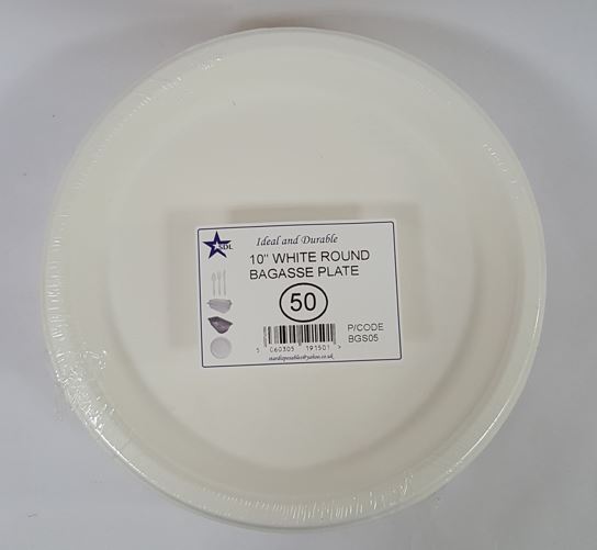 (image for) SDL BAGASSE PLATE ROUN WHI 50S - 10\"