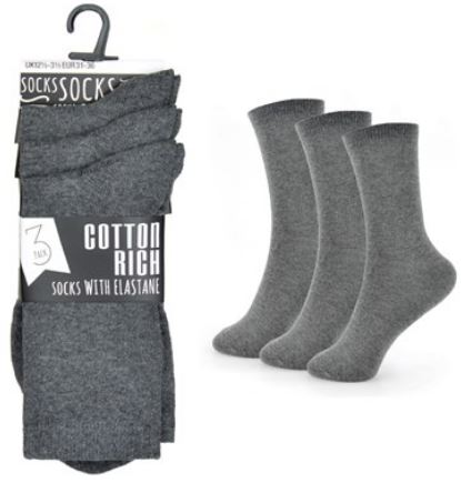 (image for) RJM KIDS SOCKS GREY 3PK - STD