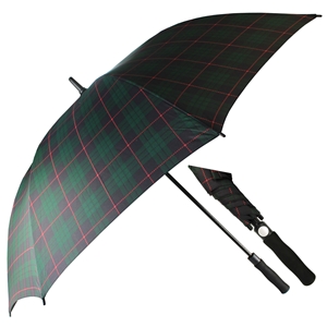 (image for) UMBRELLA GREEN AND TARTAN - LARGE