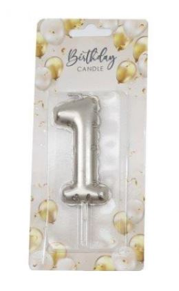 (image for) SIL B/DAY CANDLE BALLON SILV 1 - 06CM