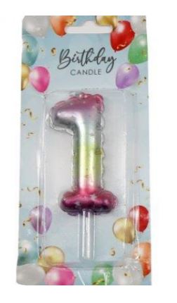 (image for) SIL B/DAY CANDLE BALLON R/B 1 - 6CM