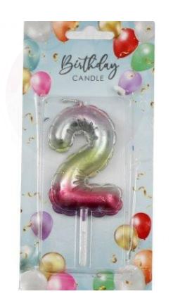 (image for) SIL B/DAY CANDLE BALLON R/B 2 - 6CM