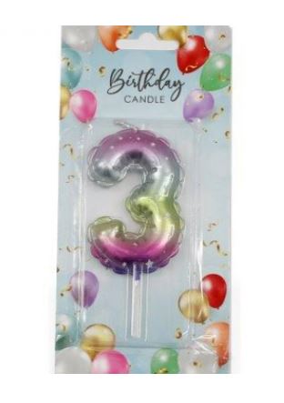 (image for) SIL B/DAY CANDLE BALLON R/B 3 - 6CM