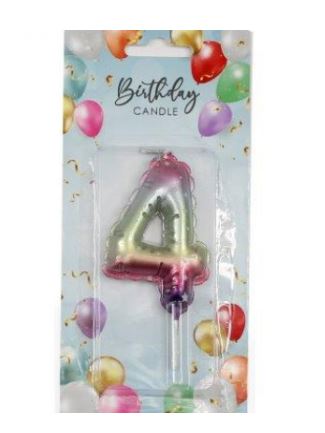 (image for) SIL B/DAY CANDLE BALLON R/B 4 - 6CM