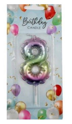 (image for) SIL B/DAY CANDLE BALLON R/B 8 - 6CM