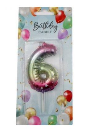 (image for) SIL B/DAY CANDLE BALLON R/B 6 - 6CM