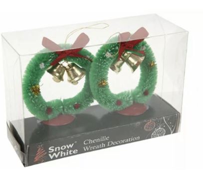 (image for) XMAS CHENILLE WREATH W/BELLGRN - 2S