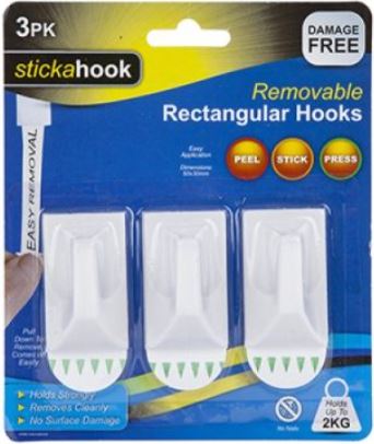 (image for) PMS REMOVABLE STICK RECT HOOKS - 3S