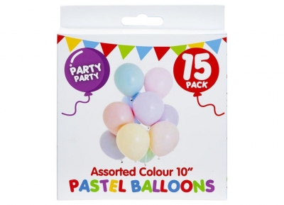 (image for) PMS PASTEL BALLOONS ASST 15S - 10\"