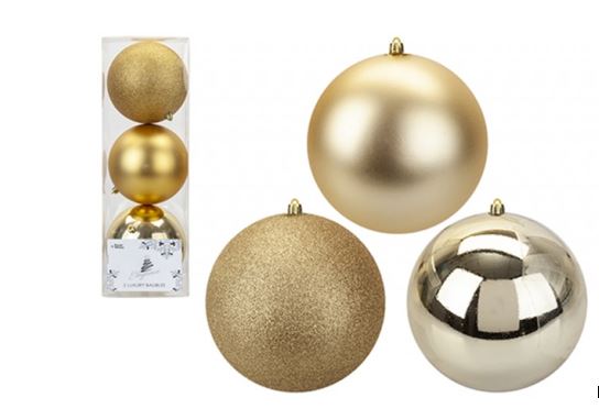 (image for) BAUBLES 14CM GOLD 3S - 14CM