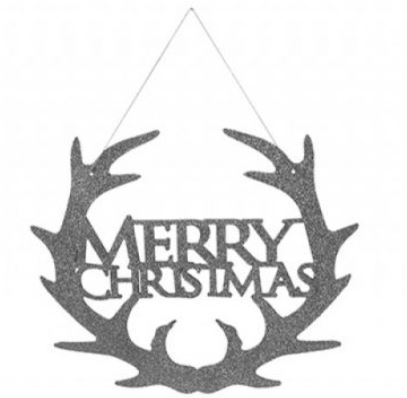 (image for) XMAS SIGN HANGING SILVER - 30CM