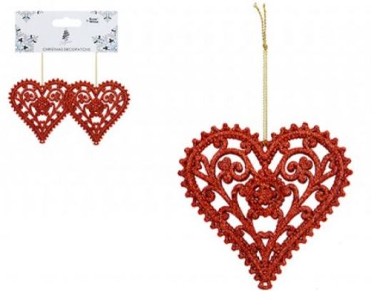 (image for) XMAS DECORATED GLIT/HEART PK2 - STD