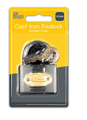 (image for) GEM CAST IRON PAD LOCK - 40MM