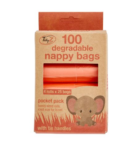 (image for) TIDYZ NAPPY BAGS DEGRADABLE - 4X25S